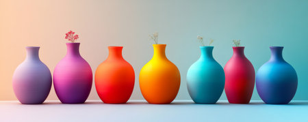 Colorful vases in gradient lighting, minimalist art designの素材
