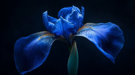 Blue iris flower on dark background, elegant nature conceptの素材