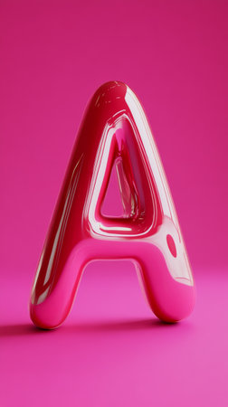 Glossy pink letter a on a vibrant backgroundの素材
