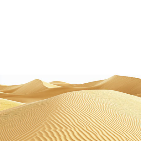 Desert sand dunes under clear sky, minimalistic nature. Serenity and adventure conceptの素材