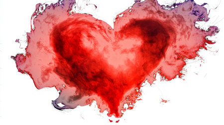 Heart-shaped red smoke on transparent background, abstract art conceptの素材
