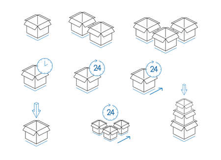 Various of cardboard boxes isolated on white backgroundのイラスト素材