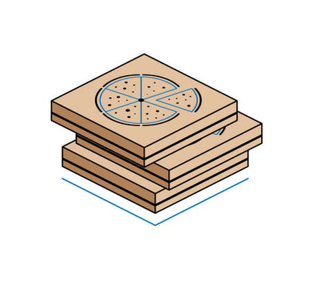 Pizza boxes isolated on white backgroundのイラスト素材