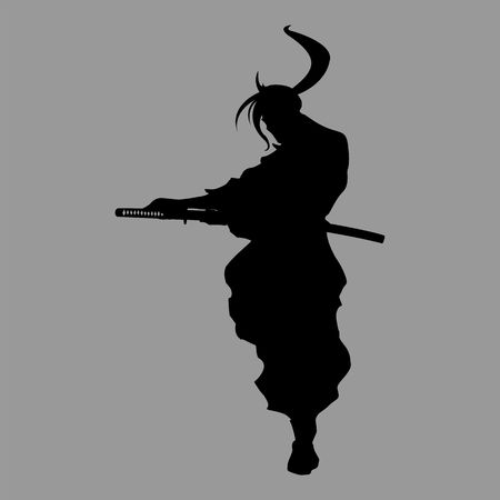 A samurai silhouette warrior sword ninja japanese katanaのイラスト素材