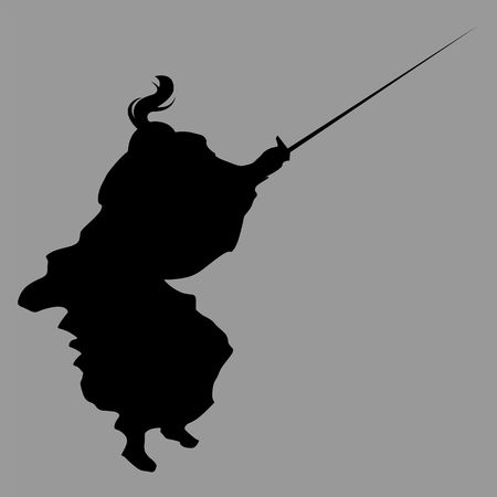 samurai silhouette warrior sword ninja japanese katanaのイラスト素材