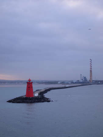 Red Lighthouse on Stone Jetty, Dublinの写真素材