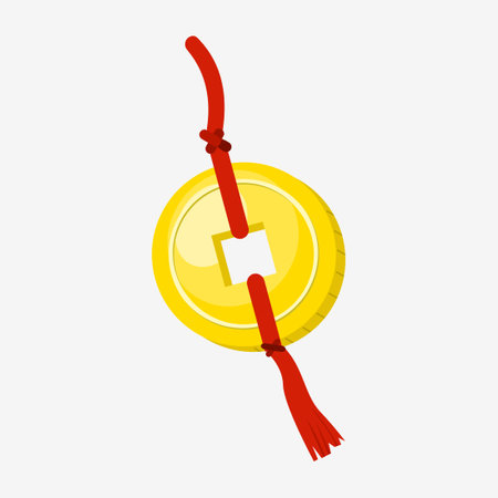 Gold medal with a red tassel. Flat vector illustration.のイラスト素材