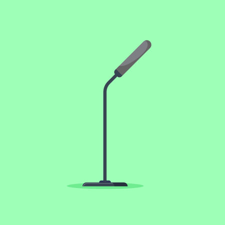 Microphone icon. Vector illustration in flat style. Isolated on green background.のイラスト素材