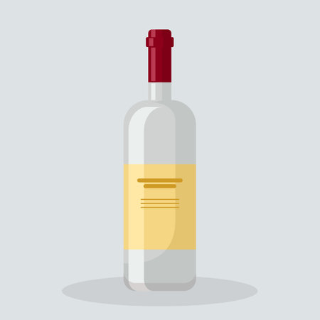 Wine bottle icon in flat style. Alcohol drink vector illustration.のイラスト素材