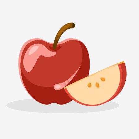 Red apple icon. Vector illustration in flat style. Isolated on white background.のイラスト素材