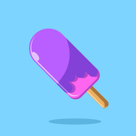 Ice cream icon on blue background. Vector illustration in flat style.のイラスト素材