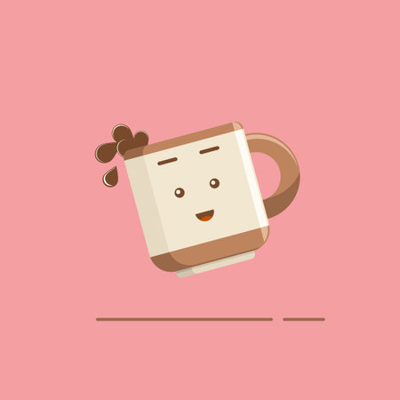 Coffee mug. Vector illustration in flat style. Isolated on pink background.のイラスト素材