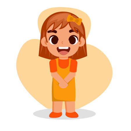 Cute little girl cartoon character. Vector illustration of a cute little girl.のイラスト素材
