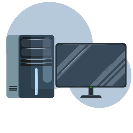 Computer and server icon. Flat illustration of computer and server vector icon for web designのイラスト素材