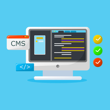 CMS vector illustration. Content management system concept. Flat design.のイラスト素材