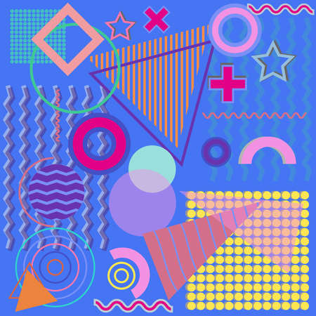 90s memphis design with simple geometrical shapes