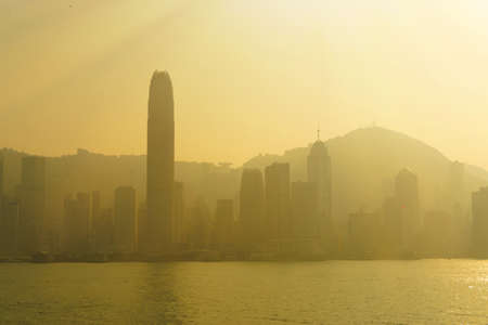 Beauty sunlight view on modern city, yellow colored