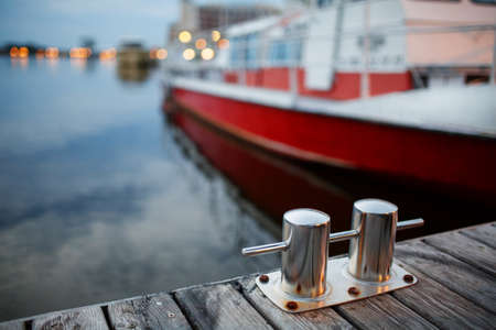Beautiful sunset on the pier at summer eveningの写真素材