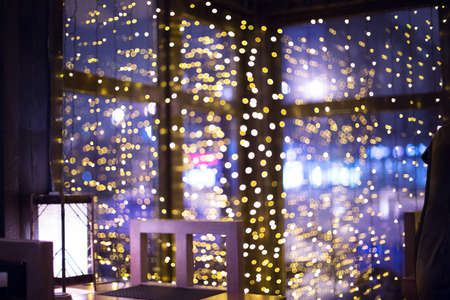 Yellow and white beautiful bokeh abstract background, soft focusの写真素材