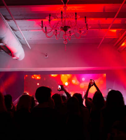 Party disco silhouette dj people, colorの写真素材