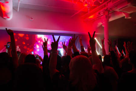 Party disco silhouette dj people, color
