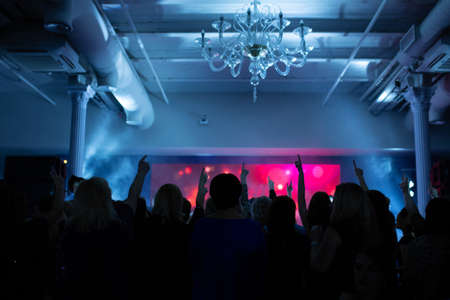Party disco silhouette dj people, color