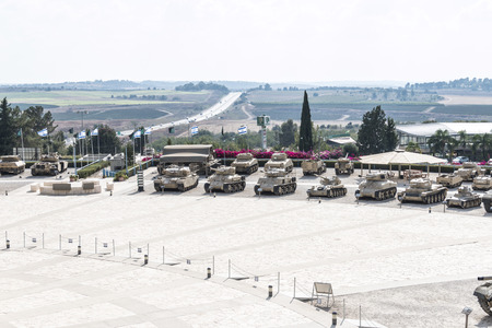 Row of tanks facing the courtyard at Latrun - side viewのeditorial素材
