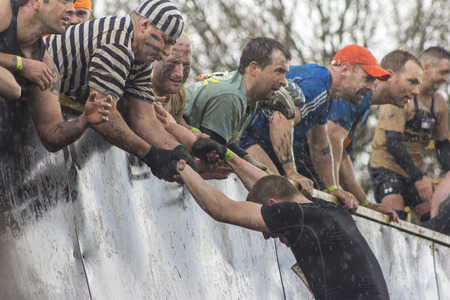 Boughton House Northamptonshire/UK -May 4, 2013: Tough Mudder challenge and obstacle course raising funds for Help for Heroes.のeditorial素材