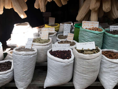 Spices on street market in Akko or Acre, Israelの写真素材