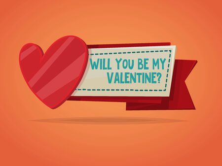 Happy Valentines day card in retro styleのイラスト素材
