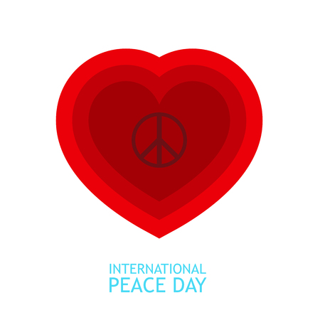 Red heart and peace symbol inside for poster or background about peace dayのイラスト素材
