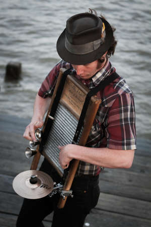 New Orleans, USA - April 20, 2011: Image of musician in the French Quarter in New Orleans. のeditorial素材