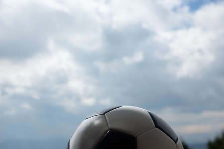 football soccer on grass classic black and white hexagons football match ball