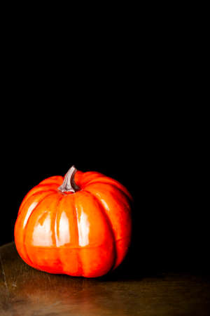 halloween pumpkin decorations isolated in black backgroundの写真素材