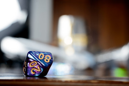 Role Playing Game and  game dice and templar knight armour in the table top game epic play for RPG. ice and fire and dragons and dungeonsの写真素材