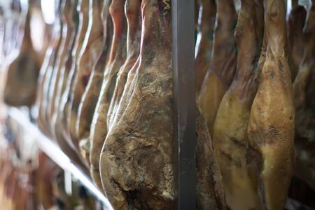 jamon joints at meat factoryの写真素材