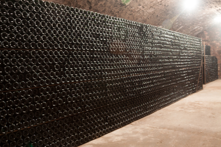 lot of packages with bottles at Spain stock winery