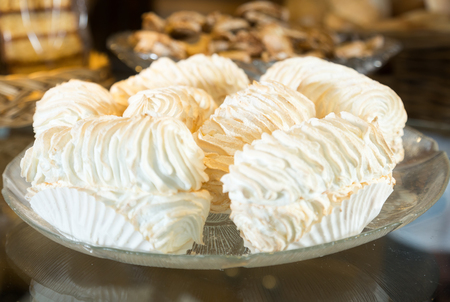 gentle cream meringue in crystal vaseの写真素材