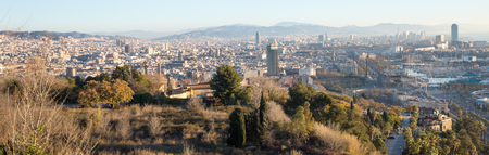 Dawn view of Barcelona from Mondjuic. Catalonia, Spainの写真素材