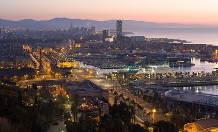 Dawn morning  view of Barcelona from Mondjuic. Catalonia, Spainの写真素材