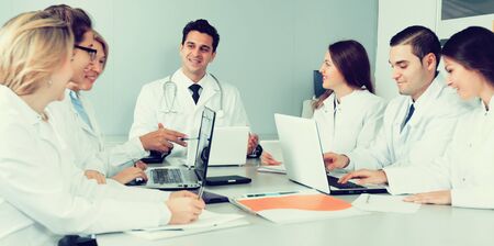 Meeting of doctors in conference roomの写真素材