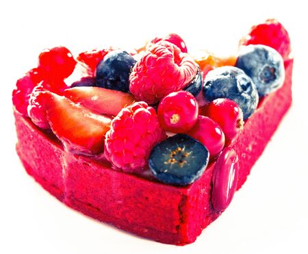 Delicious cake with fresh forest berriesの写真素材