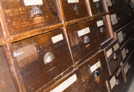 Shabby Facades of wooden drawers retroの写真素材