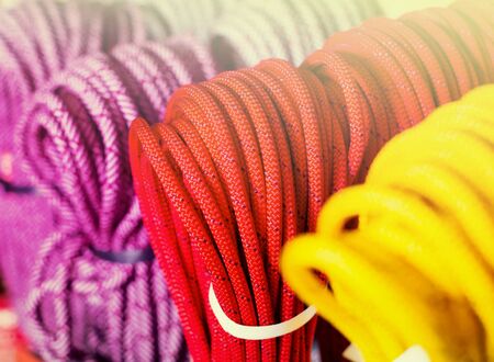 Multicolored climbing ropes for climbing
