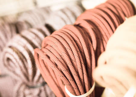 Multicolored climbing ropes for climbingの写真素材
