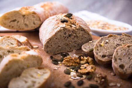 Fresh fragrant slices of rye breadの写真素材