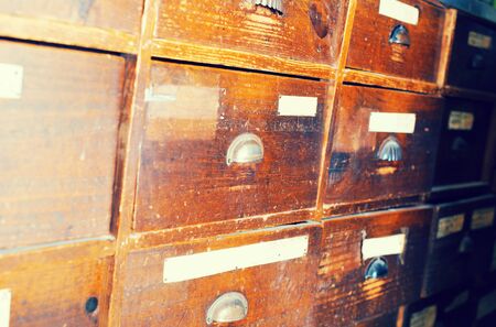 shabby Facades of wooden drawers retroの写真素材