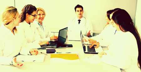 Meeting of doctors in conference roomの写真素材