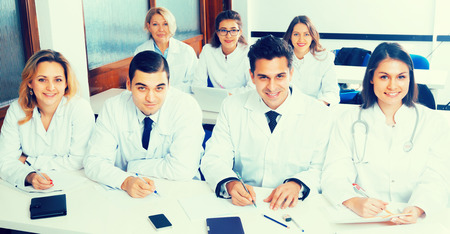 Medical students sitting in audienceの写真素材