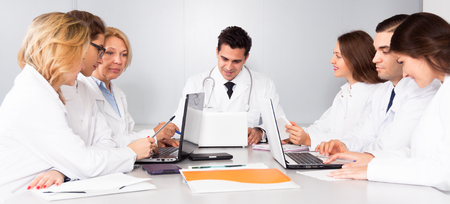 Meeting of doctors in conference roomの写真素材